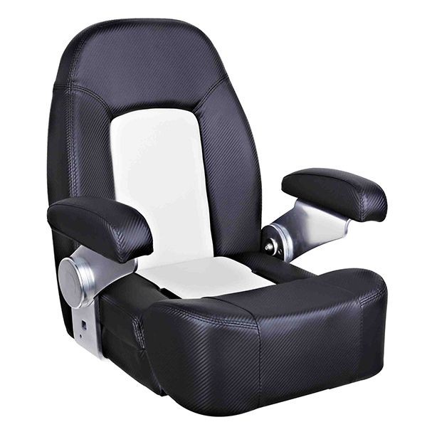 ESM Steuerstuhl ROYAL mit klappbarer Rücken- und Armlehne carbon schwarz / weiss