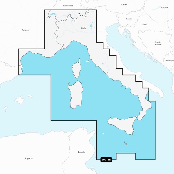 Garmin Navionics+ EU012R Italien Wetsküste, Frabkreich Südküste, Korsika, Sardinien, Sizilien