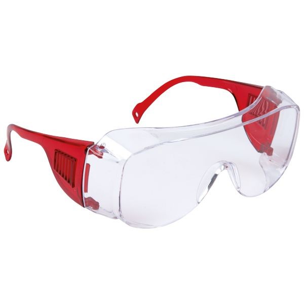 Schutzbrille mit Brillenbügeln und seitlichem Augenschutz