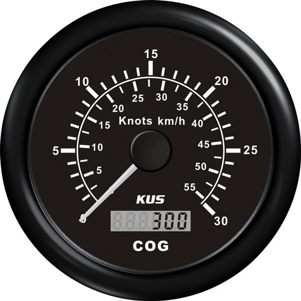 KUS Anzeige GPS Geschwindigkeit 0-60 Knoten D=85mm 12/24V schwarz