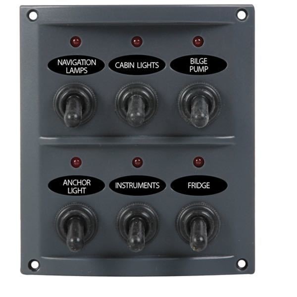 Elektropanel deluxe 6 Schalter / Sicherungen mit LED Kontrollleuchten
