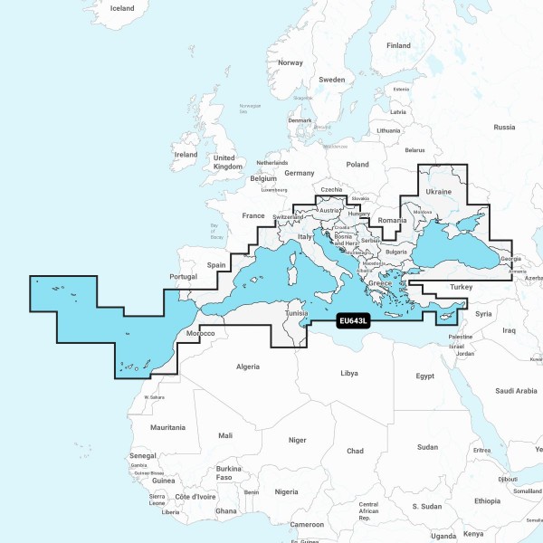 Navionics+ EU643L Mittelmeer mit Azoren und Schwarzes Meer