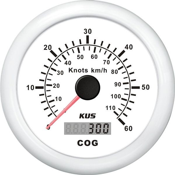KUS Anzeige GPS Geschwindigkeit 0-60 Knoten D=85mm 12/24V weiss