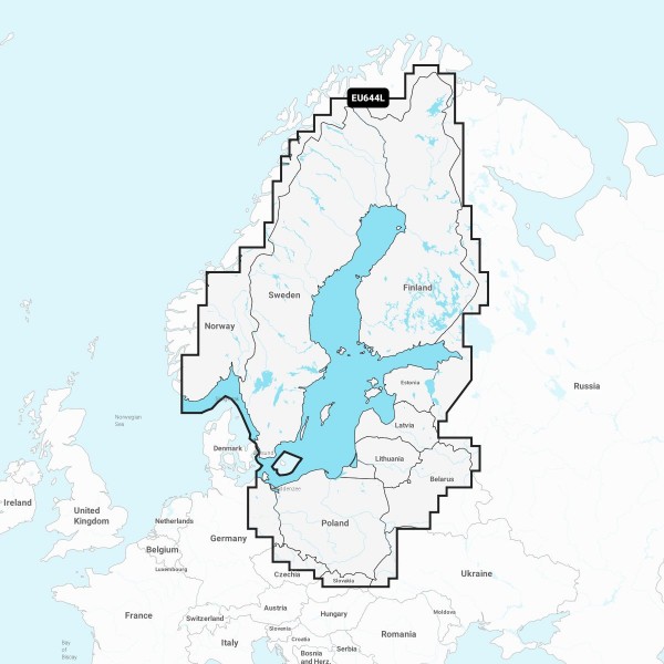 Garmin Navionics+ EU644L Ostsee ohne Dänemark, Schweden Westküste, Norwegen Südküste