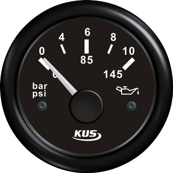 KUS Anzeige Öldruck 0-10bar, 10-184 und 240-33ohm, 12/24V schwarz